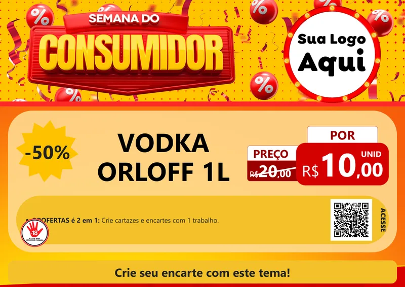 Modelo de Cartaz para Cartaz A4 Horizontal com o tema Semana do Consumidor para Distribuidora de bebidas