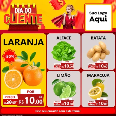 Modelo de Rede Social para Feed Facebook com o tema Dia do Cliente para Hortifrúti