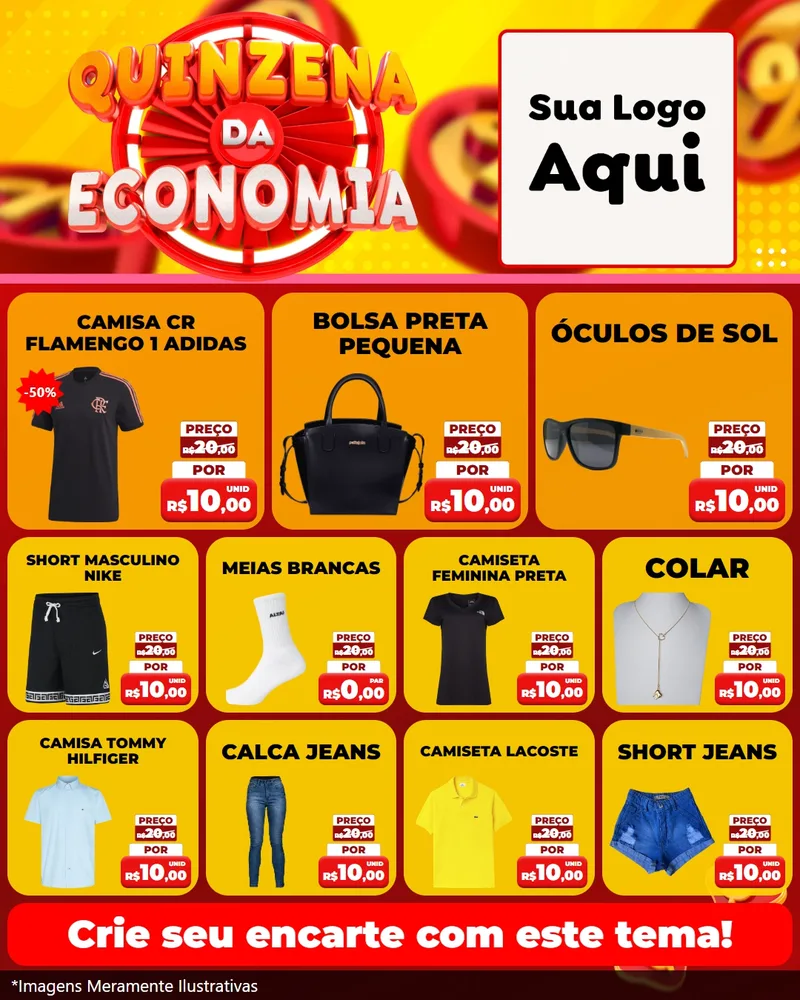 Modelo de Rede Social para Feed Instagram com o tema Quinzena Da Economia para Roupas e acessórios