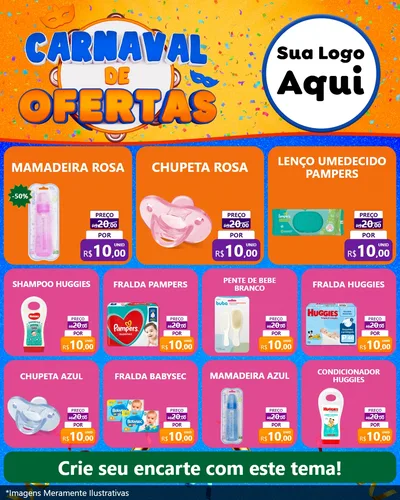 Modelo de Rede Social para Feed Instagram com o tema Carnaval de Ofertas para Bebês