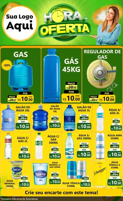 Modelo de Encarte para Encarte Grande com o tema Hora da Oferta para Água e gás