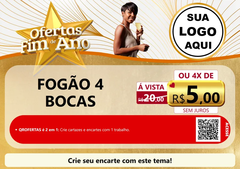 Modelo de Cartaz para Cartaz A4 Horizontal com o tema Ofertas Fim de Ano para Móveis e Eletro