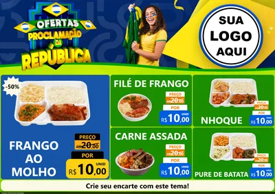 Modelo de Encarte para Encarte A4 Horizontal com o tema Ofertas Proclamação da República para Restaurante