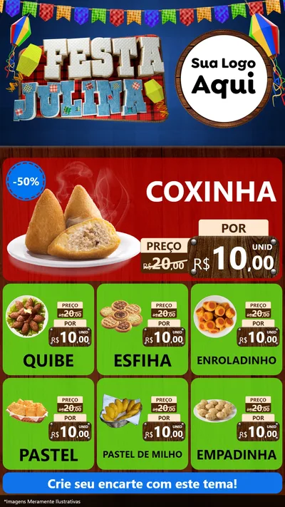 Modelo de Rede Social para Stories com o tema Festa Julina para Salgadaria