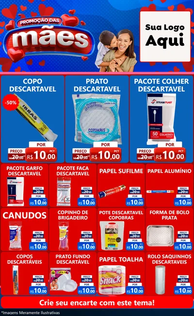 Modelo de Encarte para Encarte Grande com o tema Promoção das Mães para Embalagens