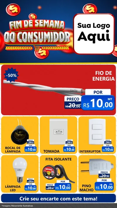Modelo de Rede Social para Stories com o tema Fim de Semana do Consumidor para Materiais Elétricos