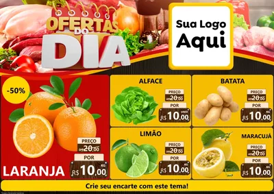 Modelo de Encarte para Encarte A4 Horizontal com o tema Ofertas do Dia para Hortifrúti