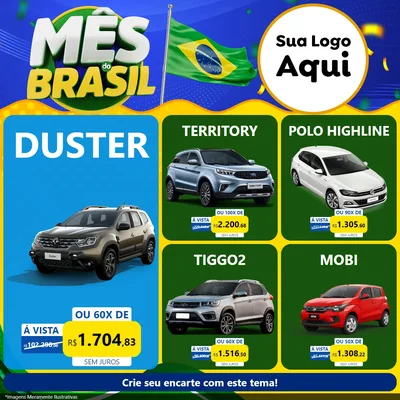 Modelo de Rede Social para Feed Facebook com o tema Mês do Brasil para Concessionaria de Carros