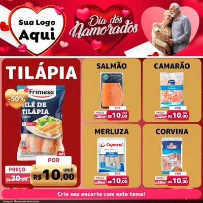 Modelo de Rede Social para Feed Facebook com o tema Dia Dos Namorados para Peixaria