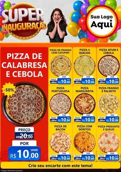 Modelo de Encarte para Encarte A4 Vertical com o tema Super Inauguração para Pizzaria