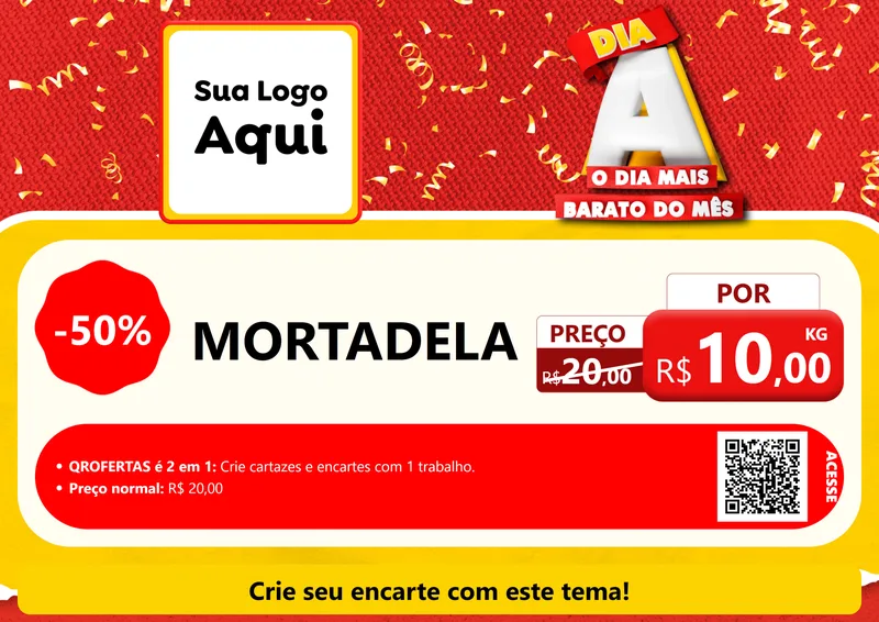 Modelo de Cartaz para Cartaz A4 Horizontal com o tema Dia A o Dia Mais Barato do Mês para Frios e Laticínios