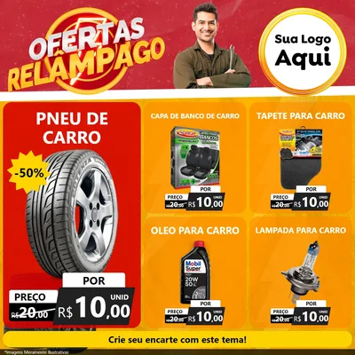 Modelo de Rede Social para Feed Facebook com o tema Ofertas Relâmpago - Autopeças para Auto peças