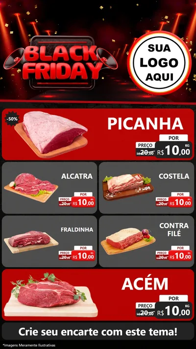 Modelo de TV para TV Vertical com o tema Black Friday para Açougue