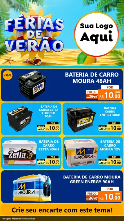 Modelo de TV para TV Vertical com o tema Férias de Verão para Baterias Elétricas