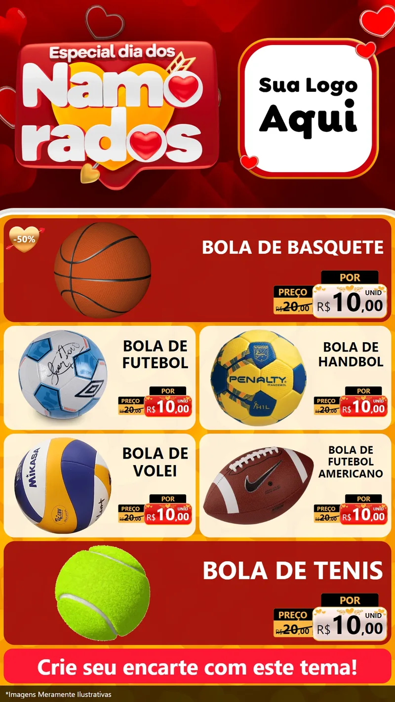 Modelo de TV para TV Vertical com o tema Especial Dia dos Namorados para Artigos Esportivos