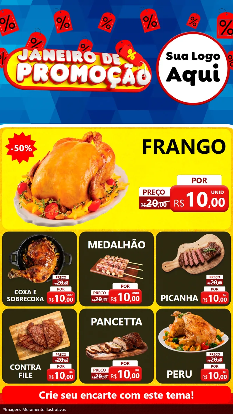 Modelo de Rede Social para Stories com o tema Janeiro de Promoção para Assados