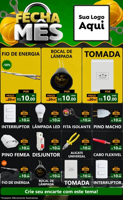 Modelo de Encarte para Encarte Grande com o tema Fecha Mês para Materiais Elétricos
