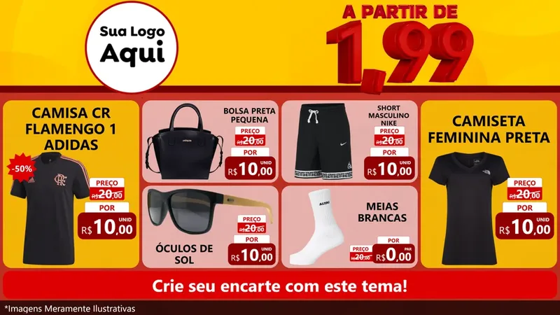 Modelo de TV para TV Horizontal com o tema A Partir de Um e Noventa e Nove - 1,99 para Roupas e acessórios
