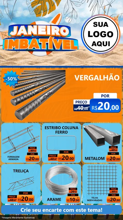 Modelo de Rede Social para Stories com o tema Janeiro Imbatível para Ferragens
