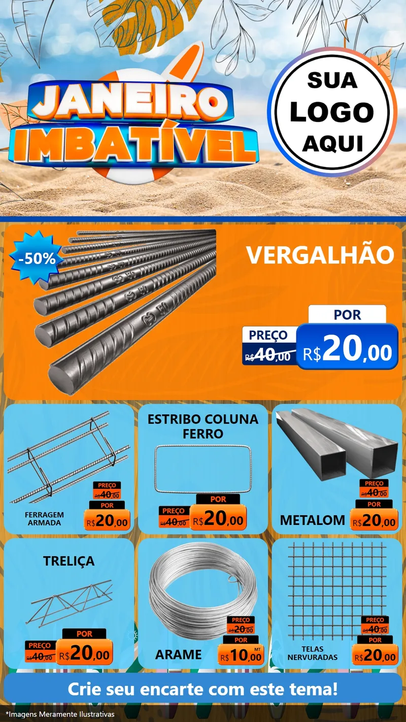 Modelo de Rede Social para Stories com o tema Janeiro Imbatível para Ferragens