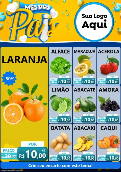 Modelo de Encarte para Encarte A4 Vertical com o tema Mês dos Pais para Hortifrúti