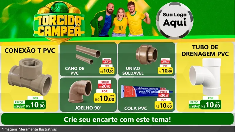 Modelo de TV para TV Horizontal com o tema Torcida Campeã - Copa para Tubos e conexões