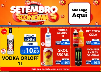 Modelo de Encarte para Encarte A4 Horizontal com o tema Operação Setembro Com Muita Economia para Distribuidora de bebidas