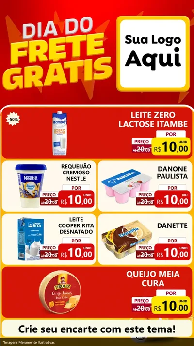 Modelo de TV para TV Vertical com o tema Dia do Frete Grátis para Frios e Laticínios