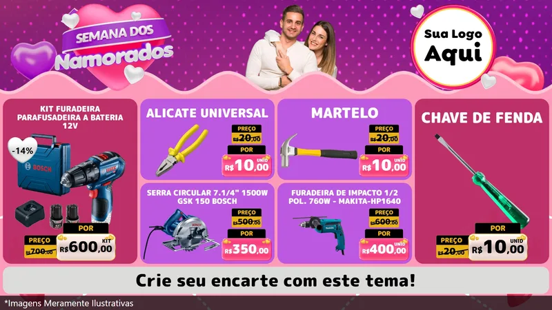 Modelo de TV para TV Horizontal com o tema Semana dos Namorados para Maquinas e Ferramentas