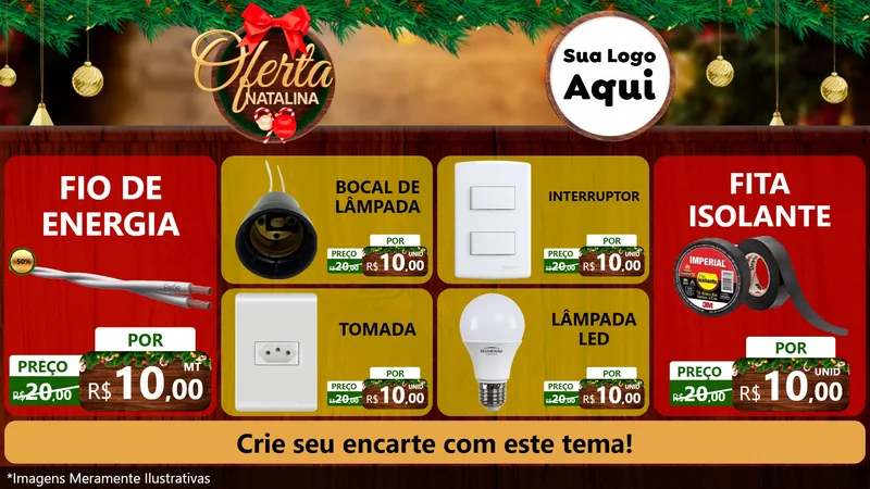 Modelo de TV para TV Horizontal com o tema Ofertas Natalina para Materiais Elétricos