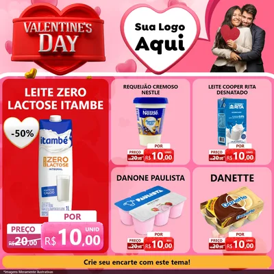 Modelo de Rede Social para Feed Facebook com o tema Valentine's Day para Frios e Laticínios