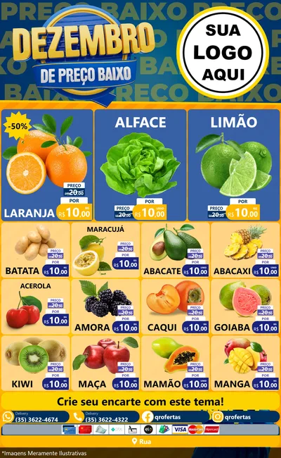 Modelo de Encarte para Encarte Grande com o tema Dezembro de Preço Baixo para Hortifrúti