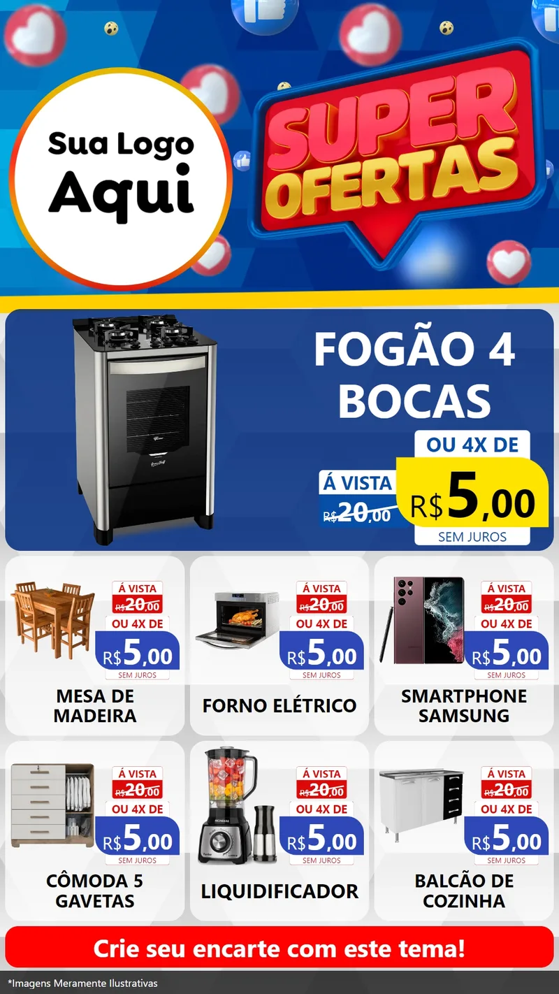 Modelo de Rede Social para Stories com o tema Super Ofertas para Móveis e Eletro