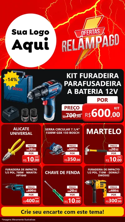 Modelo de Rede Social para Stories com o tema Ofertas Relâmpago para Maquinas e Ferramentas