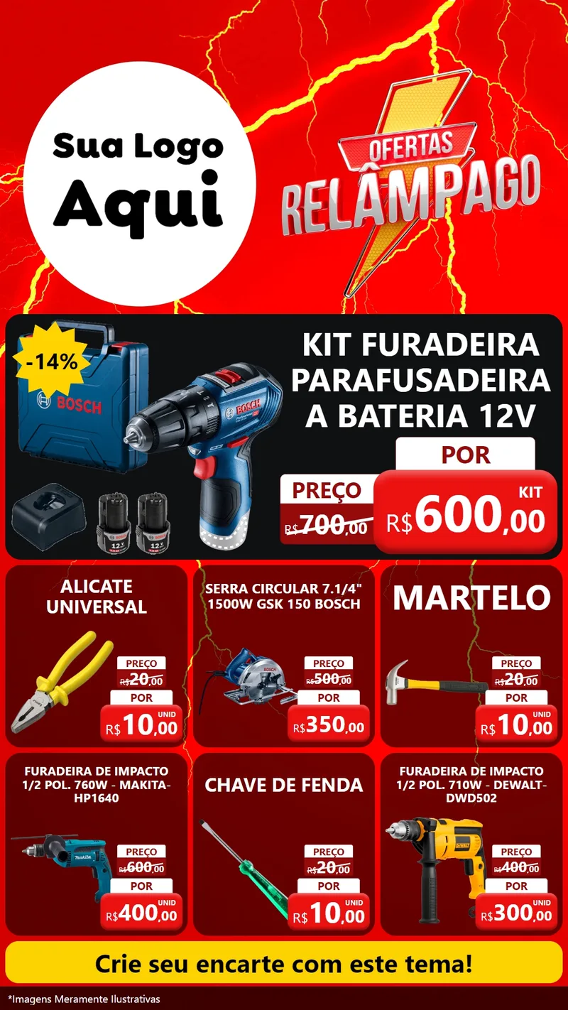 Modelo de Rede Social para Stories com o tema Ofertas Relâmpago para Maquinas e Ferramentas