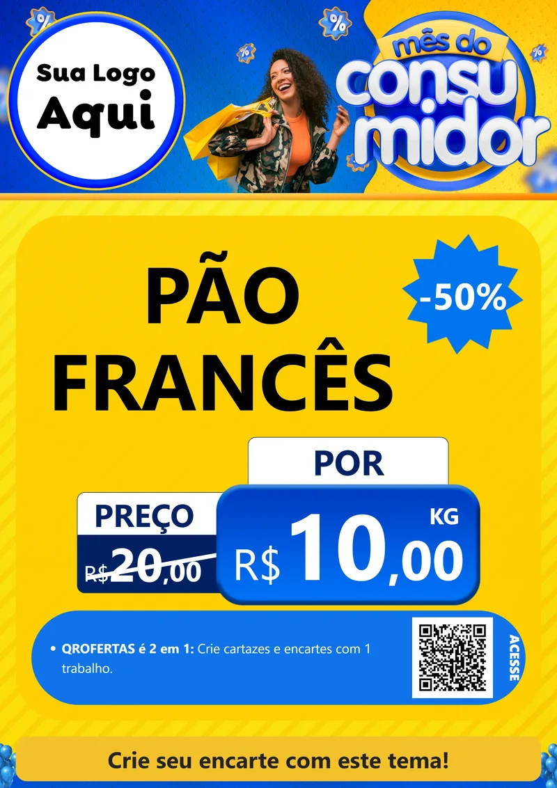 Modelo de Cartaz para Cartaz A4 Vertical com o tema Mês do Consumidor para Padaria