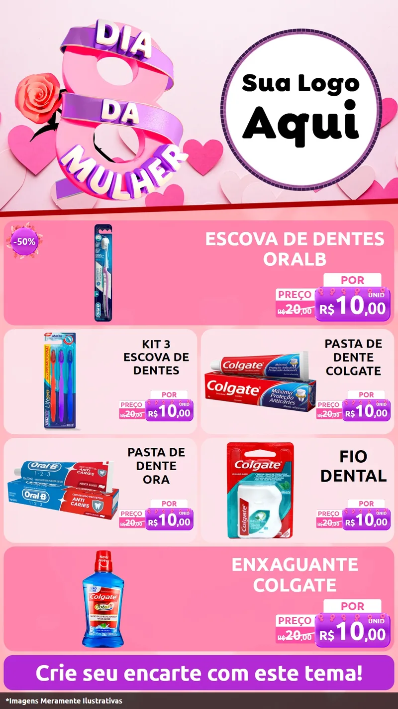 Modelo de TV para TV Vertical com o tema Dia da Mulher para Higiene Pessoal