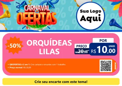 Modelo de Cartaz para Cartaz A4 Horizontal com o tema Carnaval de Ofertas para Floricultura e jardim