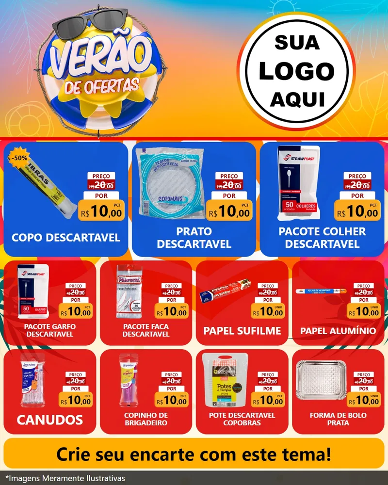 Modelo de Rede Social para Feed Instagram com o tema Verão de Ofertas para Embalagens