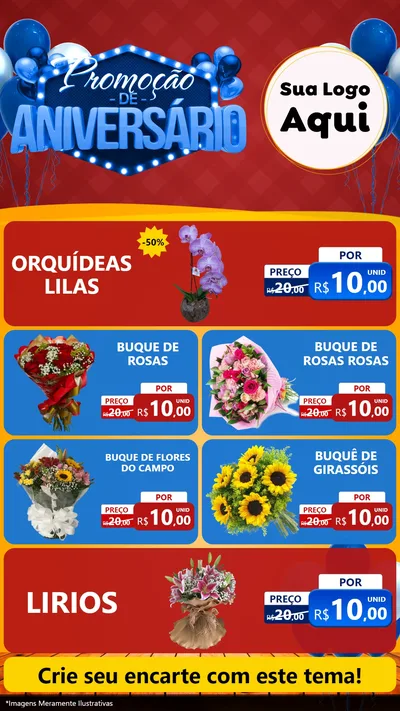 Modelo de TV para TV Vertical com o tema Promoção de Aniversário para Floricultura e jardim