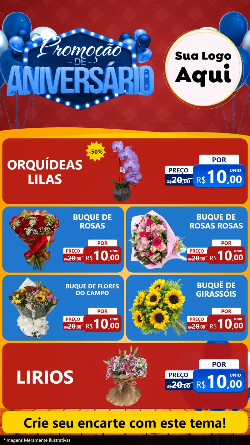 Modelo de TV para TV Vertical com o tema Promoção de Aniversário para Floricultura e jardim