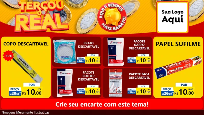Modelo de TV para TV Horizontal com o tema Terçou do Real para Embalagens