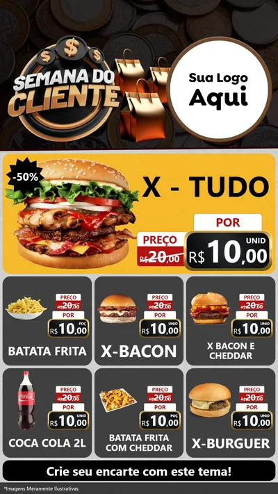 Modelo de Rede Social para Stories com o tema Semana do Cliente para Hamburgueria
