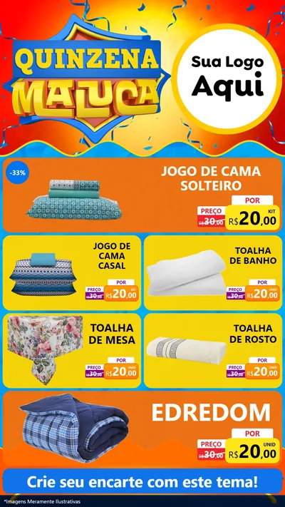 Modelo de TV para TV Vertical com o tema Quinzena Maluca para Cama, Mesa e Banho