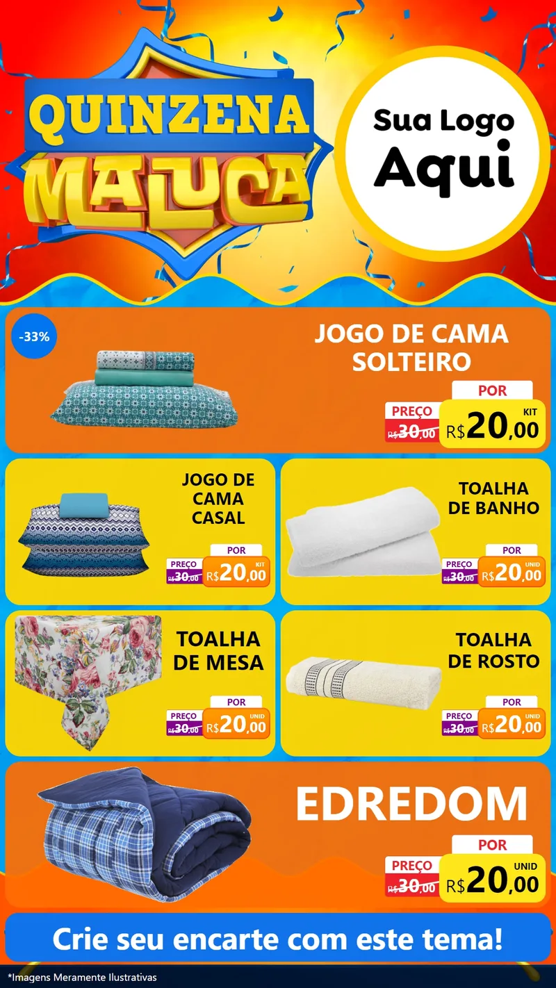 Modelo de TV para TV Vertical com o tema Quinzena Maluca para Cama, Mesa e Banho