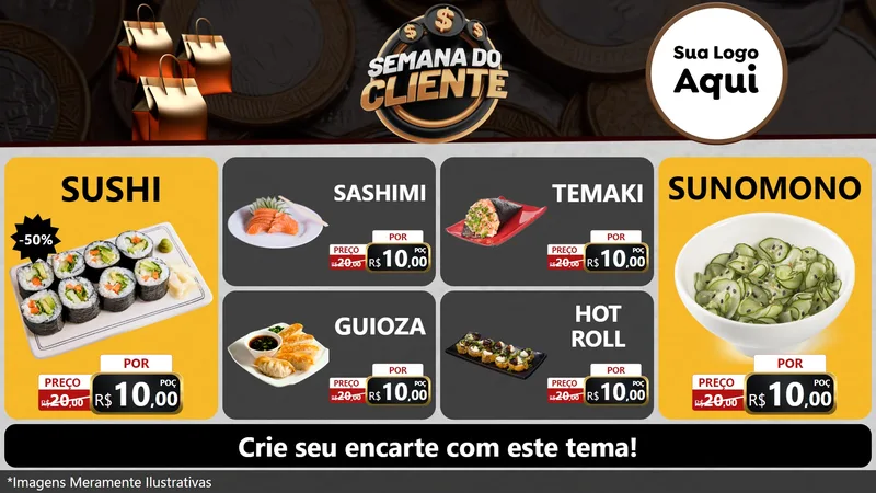 Modelo de TV para TV Horizontal com o tema Semana do Cliente para Comida japonesa