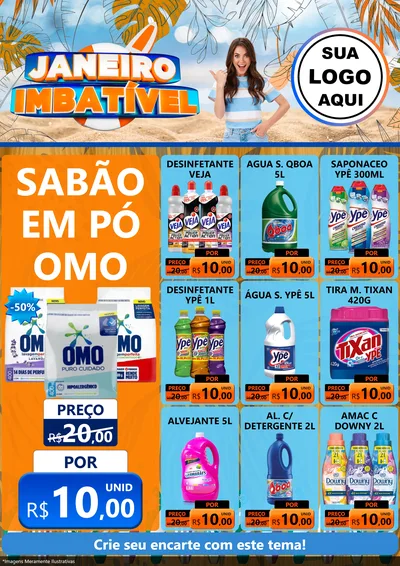 Modelo de Encarte para Encarte A4 Vertical com o tema Janeiro Imbatível para Produtos de Limpeza