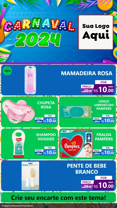 Modelo de TV para TV Vertical com o tema Carnaval 2027 para Bebês