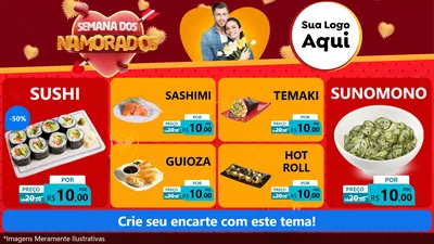 Modelo de TV para TV Horizontal com o tema Semana dos Namorados para Comida japonesa
