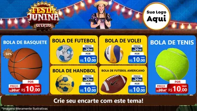 Modelo de TV para TV Horizontal com o tema Festa Junina Ofertas para Artigos Esportivos